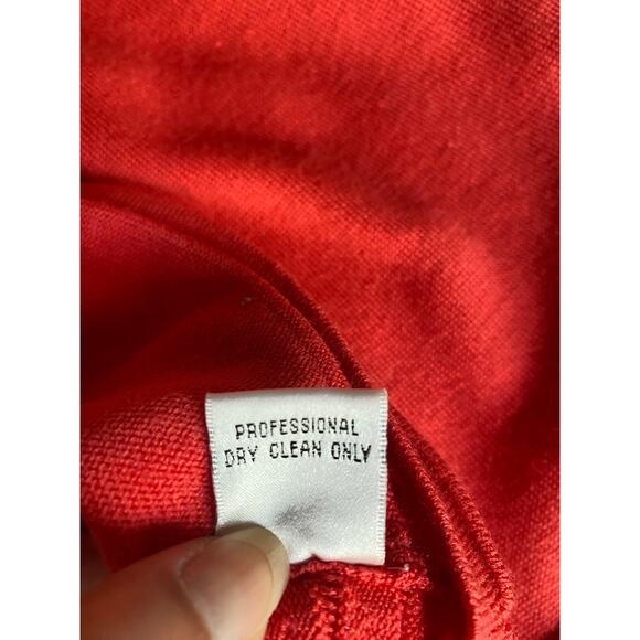 Cache Red Coral Ribbed Jacket M Wool Blend Zip Mod Retro Career Bold Minimalist - Picture 5 of 7